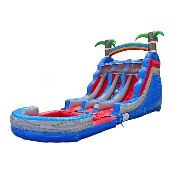 HeroKiddo 13' Tropic Tide Double Racer Dual Lane Slide with Detachable Pool