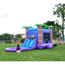 HeroKiddo Enchanted Forest Outdoor Commercial Grade Bounce House Water Slide with Pool for Kids and Adults with Blower
