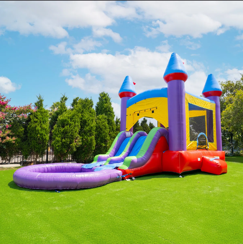 25FT Commercial Bounce House With Slide & Pool - 6-in-1 Inflatable Obstacle Course For Kids 8-12