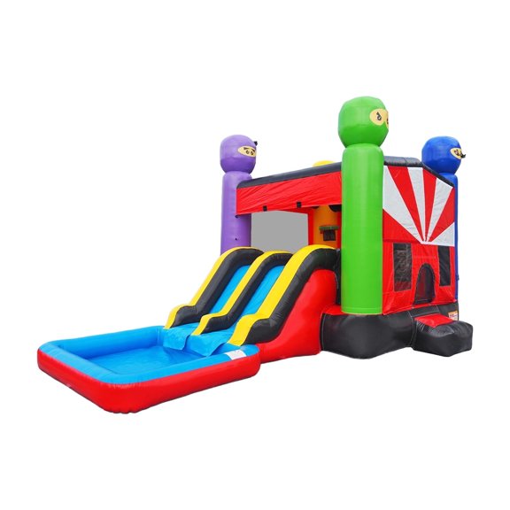 JumpOrange Ninja Warrior Dual Lane Inflatable Bounce House Combo