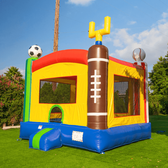 HeroKiddo Sport Bounce House with Blower, with Basketball Hoop, Indoor Outdoor Activity for Kids & Adults