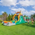 thumbnail image 1 of HeroKiddo T-Rex Dinosaur 42’ Inflatable Obstacle Course with Water Slide, 1 of 10