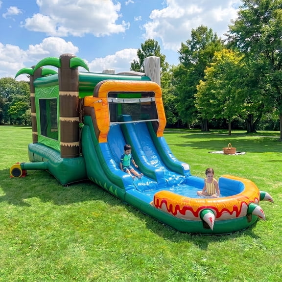 HeroKiddo T-Rex Adventure XL Inflatable Bounce House Combo