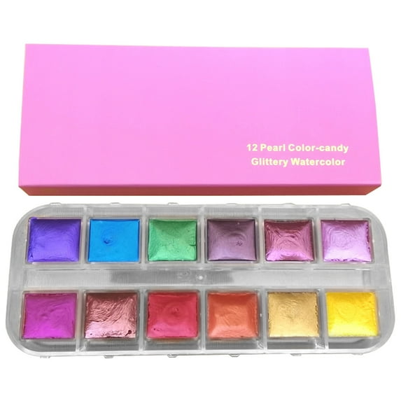 HeroNeo 12 Colors Watercolor Paint Set Metallic Glitter For Artists School Stationery Graffiti Tool Solid Pigment Art Supplies