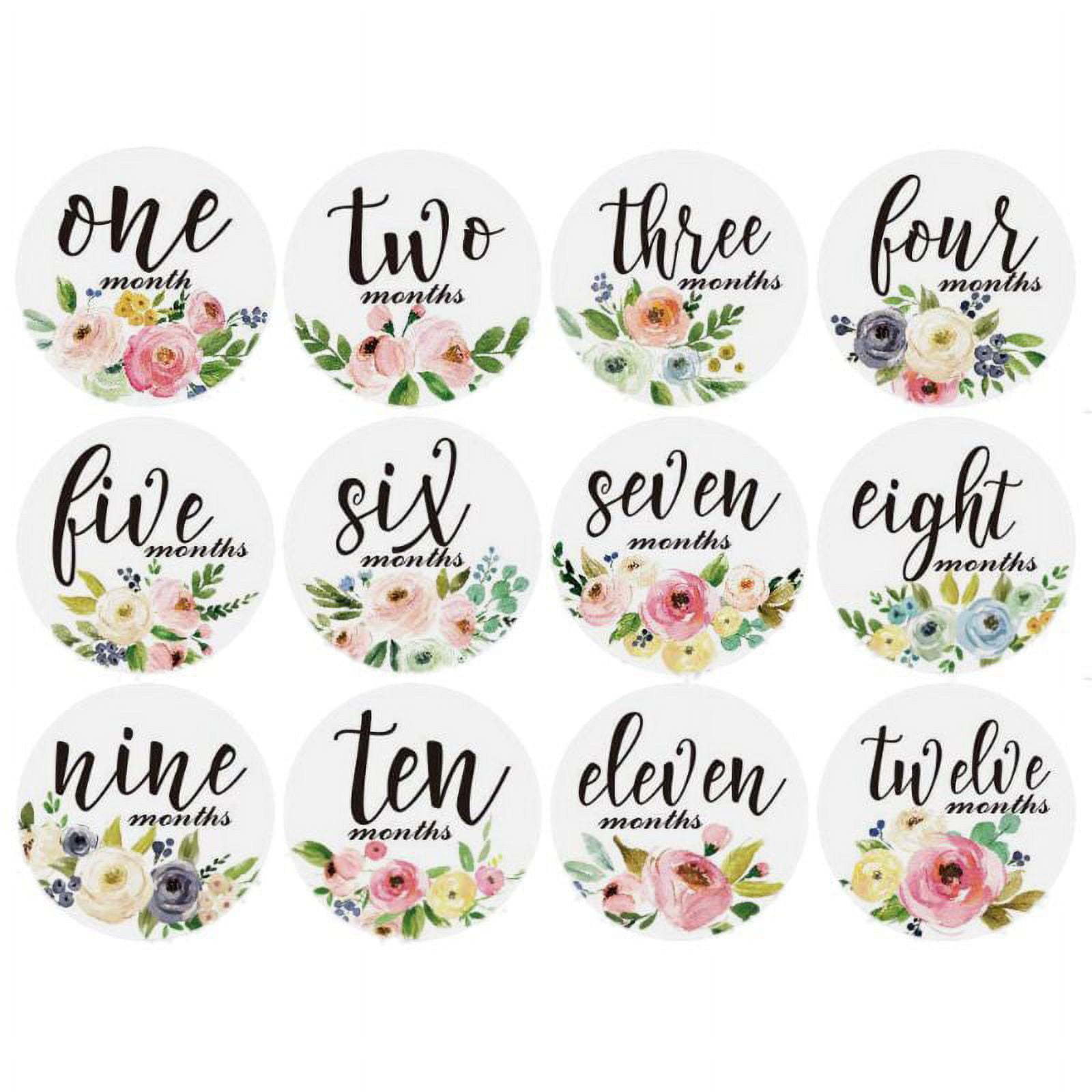 Baby Monthly Milestone Stickers - First Year Set of Baby Girl Month Stickers for Photo Keepsakes - Shower Gift - Set of 20