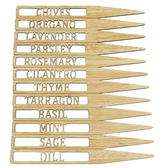 HeroNeo 12pcs Plant Labels Lettering Garden Markers Tags Wooden Sign Sticks for Herbs