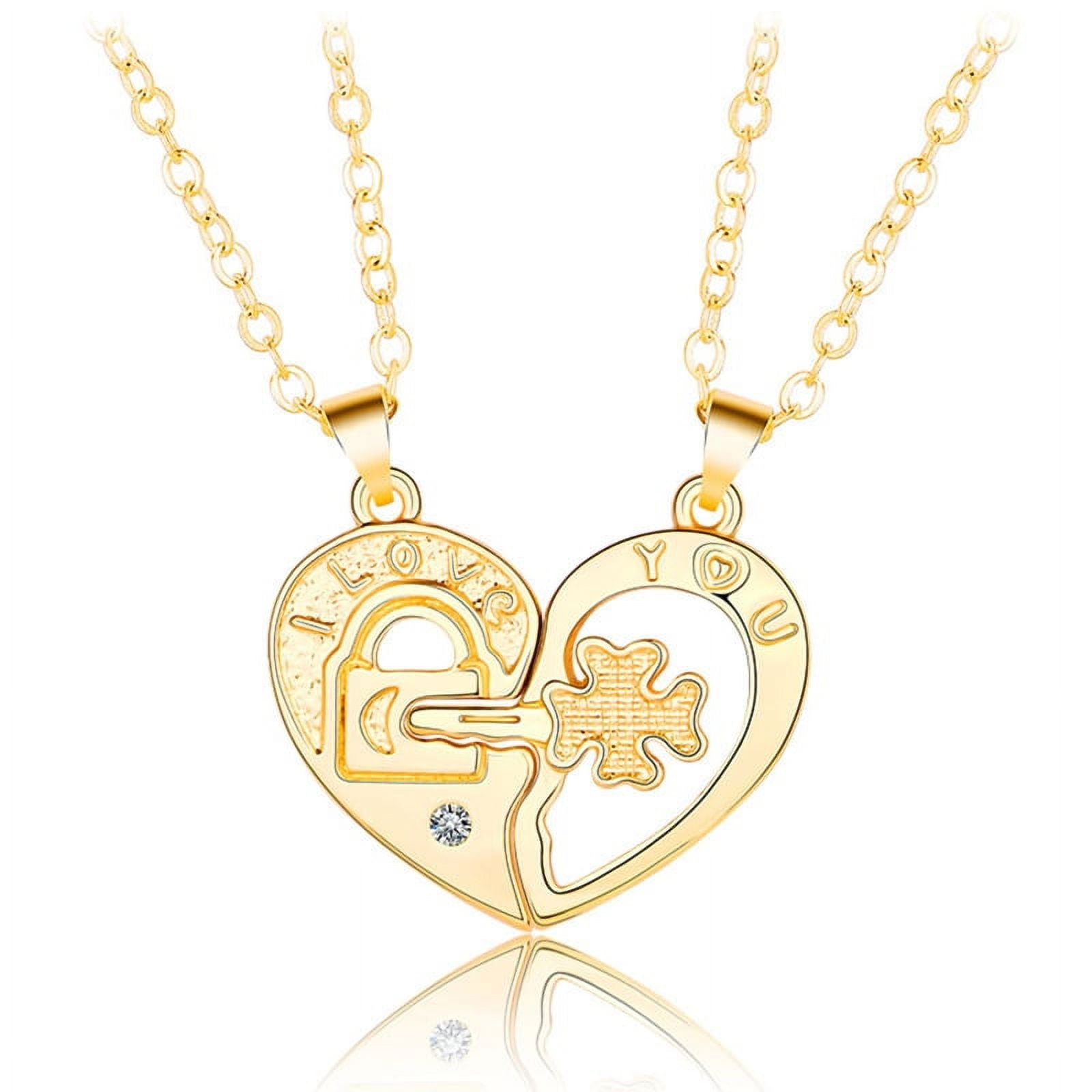 HeroNeo 2x Heart Puzzle Matching Necklaces for Couples Magnetic Interlocking Couple Necklace for Boyfriend Girlfriend Present Walmart