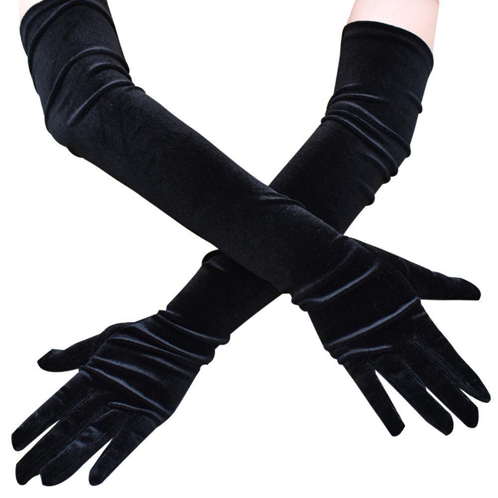 HeroNeo 52cm Long Flapper Evening Opera Velvet Black Gloves for Women Elbow Length 1920s - Walmart.com