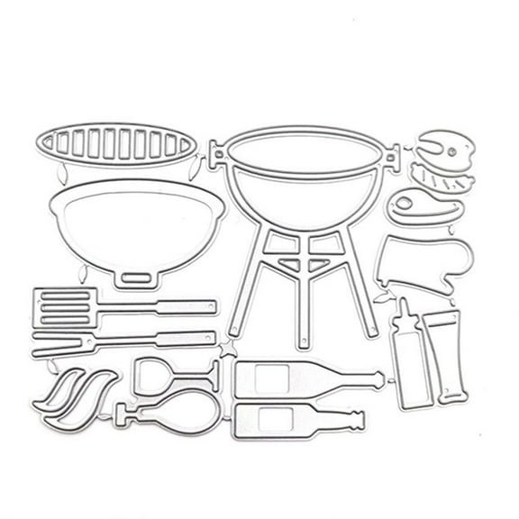 HeroNeo BBQ Supplies Metal Cutting Die for Creative Kitchen Cooking Supplies Beers Combination Embossing Puzzle Script Die Stenc