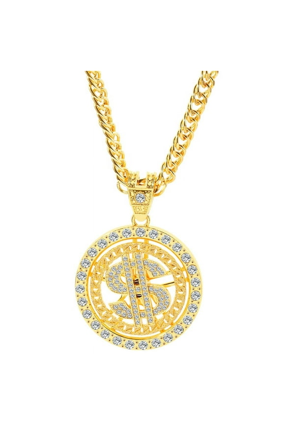 Big Money Necklaces Gold/Silver Chain with Dollar Sign Rhinestone Jewelry Gift