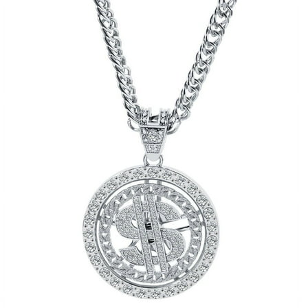 HeroNeo Big Money Necklaces Gold/Silver Chain with Dollar Sign Rhinestone Jewelry Gift