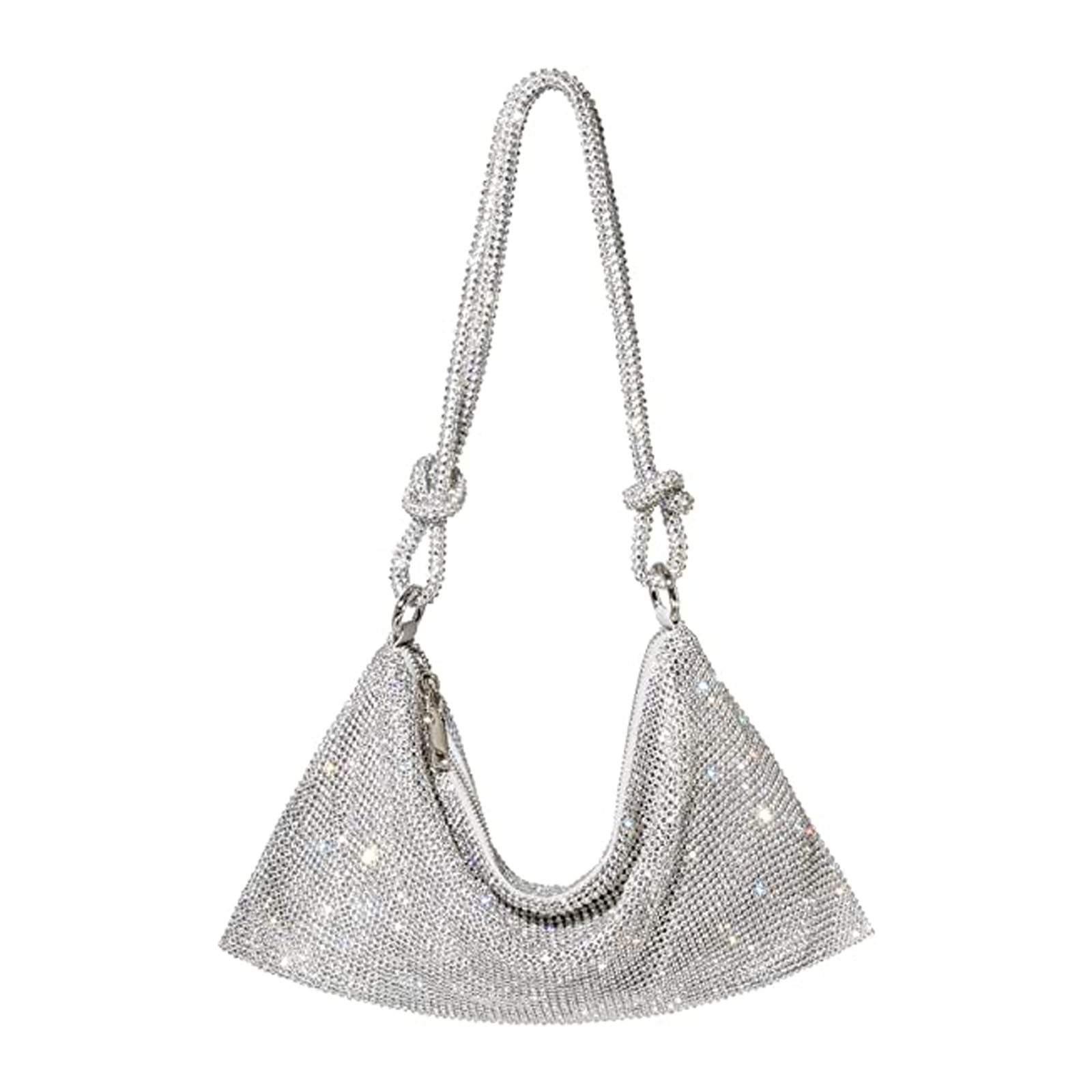 HeroNeo Elegant Shining for Rhinestone Clutch Purses Chain Strap Shoulder Bag Hobo Bags Chic Alexander Underarm Bag Top Zipper