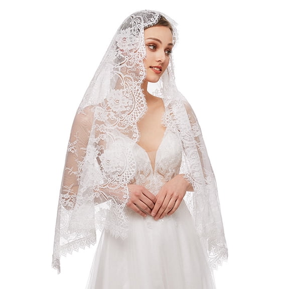 HeroNeo Lace Church Veils Head Covering Latin Mass Mantilla Veils Elegant Floral Pattern Women Catholic Veil for Chapels