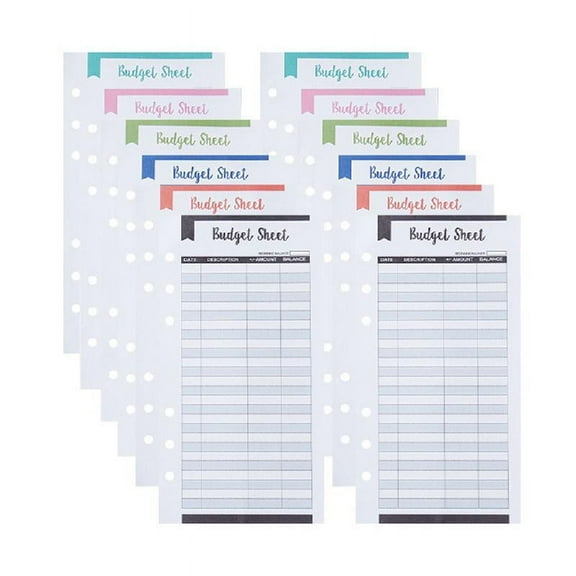 HeroNeo Set of 12 Expense Tracker Budget Sheets Money Organizer for Cash Ledger Book Double-sided Writing Use with Cash Envelope