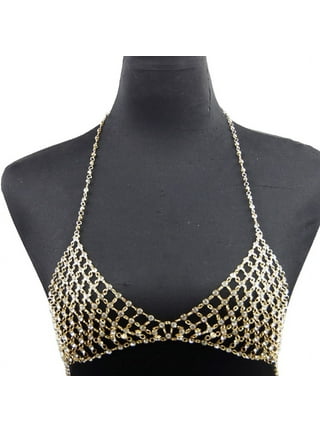 Sexy Rhinestone Hollow Tassel Chest Chain Body Chain Bra for Girls  Nightclub Luxury Crystal Pendant Bralette Top Body Jewelry