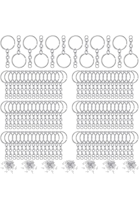 Split Key Ring with Chain DIY Crafts Jewelry Metal Key Chain Rings Supplies