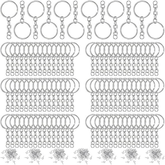 HeroNeo Split Key Ring with Chain DIY Crafts Jewelry Metal Key Chain Rings Supplies