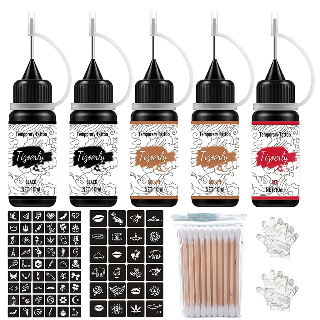 HeroNeo Skin Ink Set Temporary Tattoo Drawing Full Kit with Natural Plant Extract