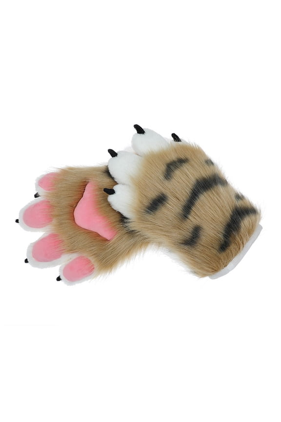 Women Winter Gloves Cartoon Tiger Paw Shape Warm Thicken Gloves Knit Mittens Furry Cuff Gloves for Girlfriend Presents