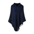 thumbnail image 1 of HeroNeo Women Winter Knit Hooded Poncho Cape Crochet Fringed Tassel Shawl Wrap Sweater, 1 of 19