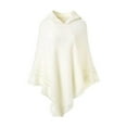 thumbnail image 1 of HeroNeo Women Winter Knit Hooded Poncho Cape Crochet Fringed Tassel Shawl Wrap Sweater, 1 of 19