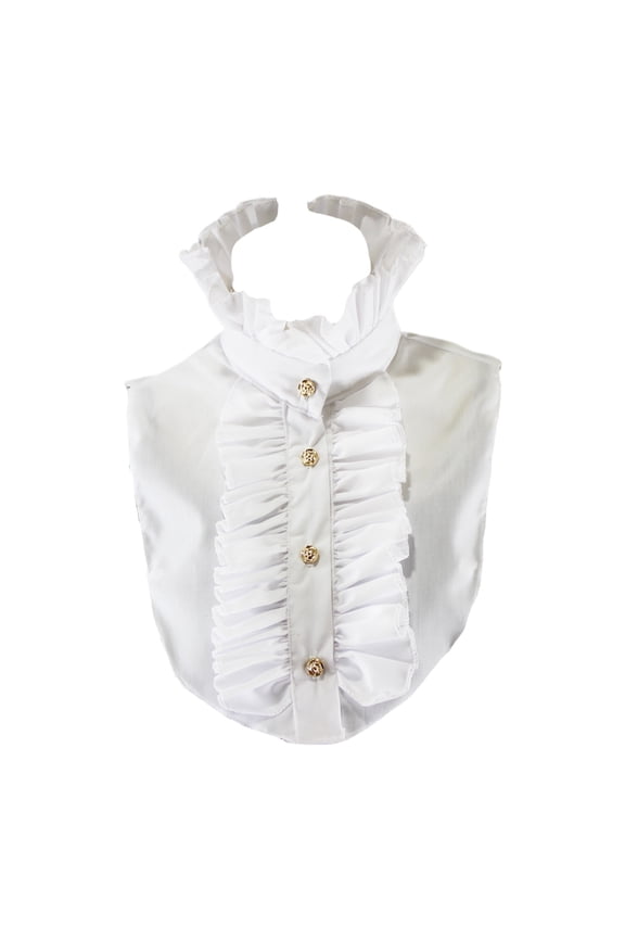 Womens Victorian Vintage Palace Half Shirt Blouse Stand-Up Ruffles Fake Collar