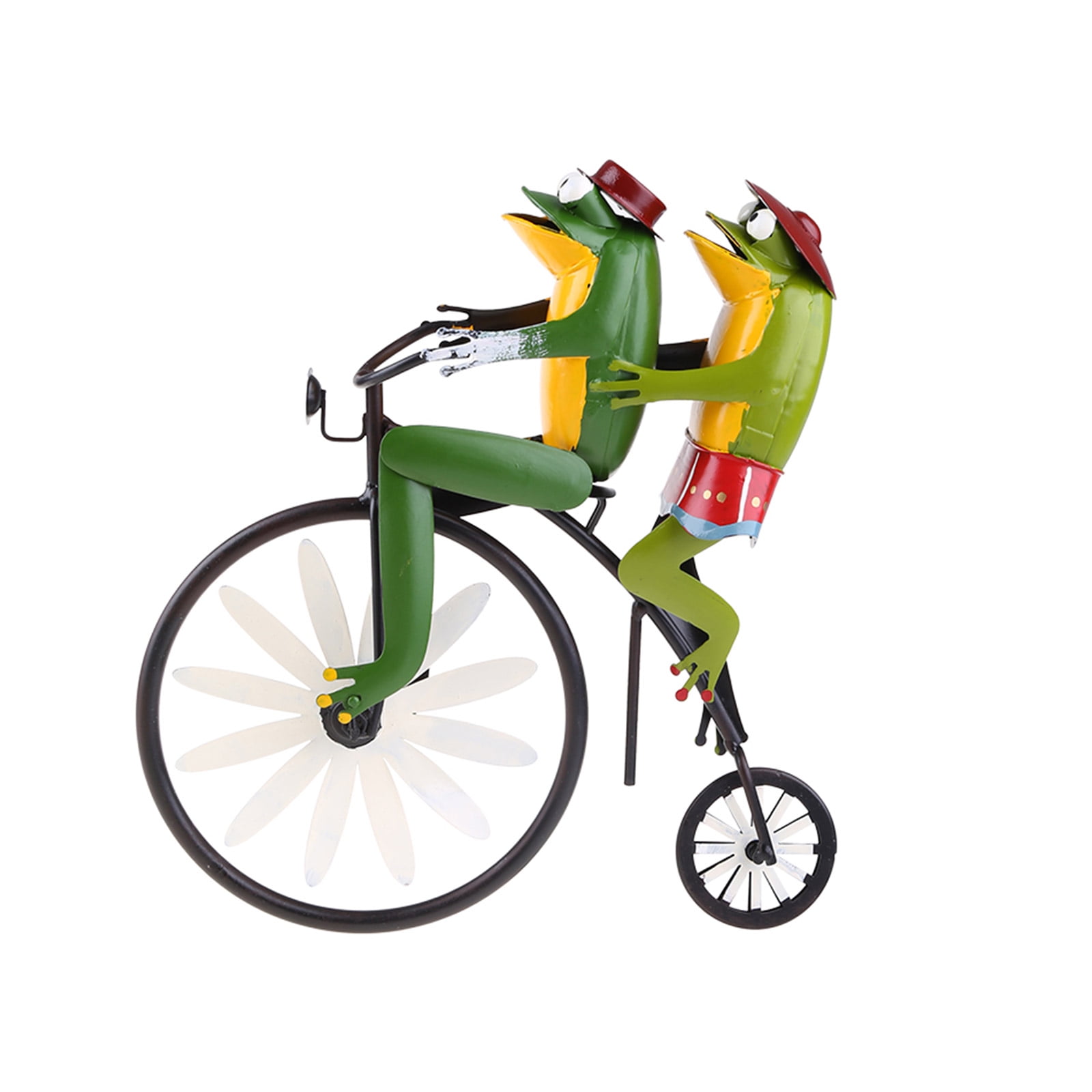 HeroNeo Wrought Iron Frog Riding Bicycle Wind Spinner with Standing Rod Animal Decoratio Walmart Business Supplies