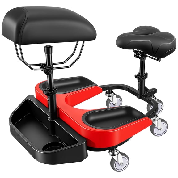 HeroSet Kneeling Sitting Creeper with Chest Support & Adjustable Seat, Rolling Knee Work Seat for Auto Repair, Flooring, Landscaping Padded Knee Support & Smooth Casters