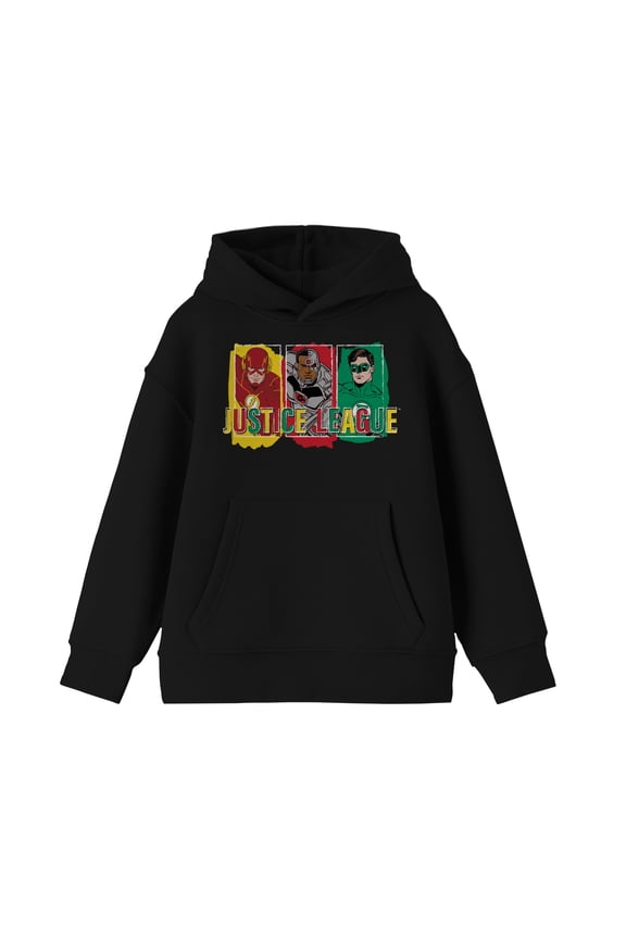 Heroes Black Graphic Justice League Youth Hoodie-L