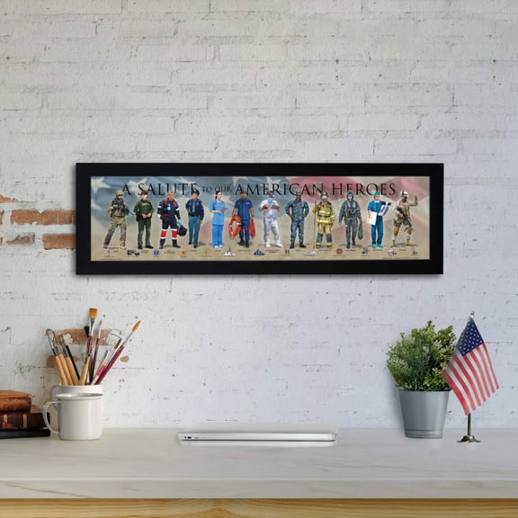 A Salute to our American Heroes - Framed 1", printed with a matte finish, 6" x 24"