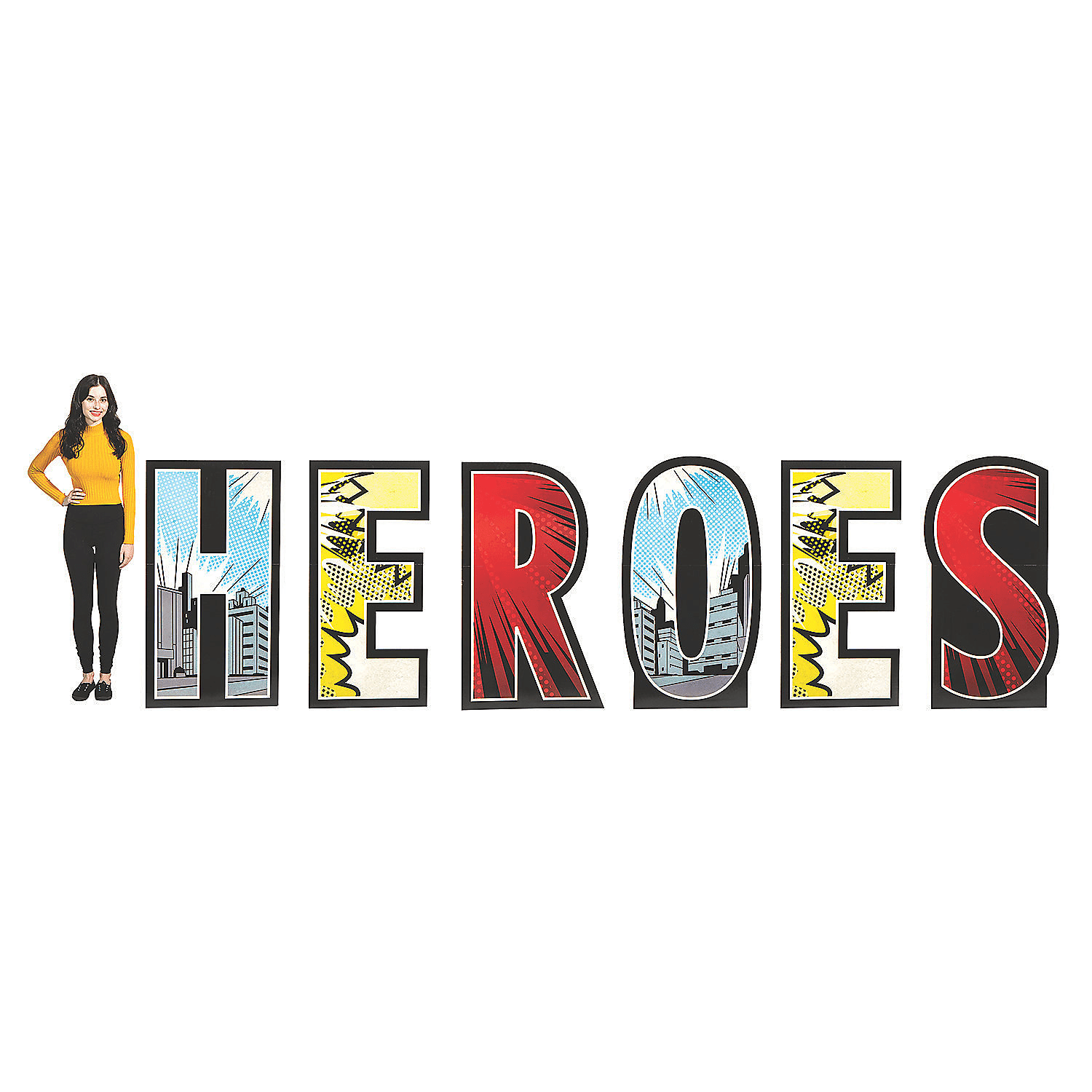 Heroes Letter Standups 6Pc - Party Decor - 6 Pieces