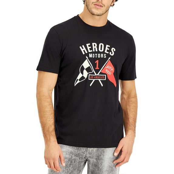 Heroes Motors Mens Flagged Graphic Crewneck T-Shirt