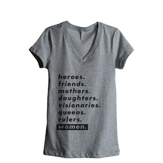 Heroes Visionaries Women's Fashion Relaxed V-Neck T-Shirt Tee Heather Grey X-Large
