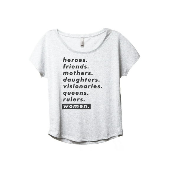Heroes Visionaries Women's Fashion Slouchy Dolman T-Shirt Tee Heather White Small