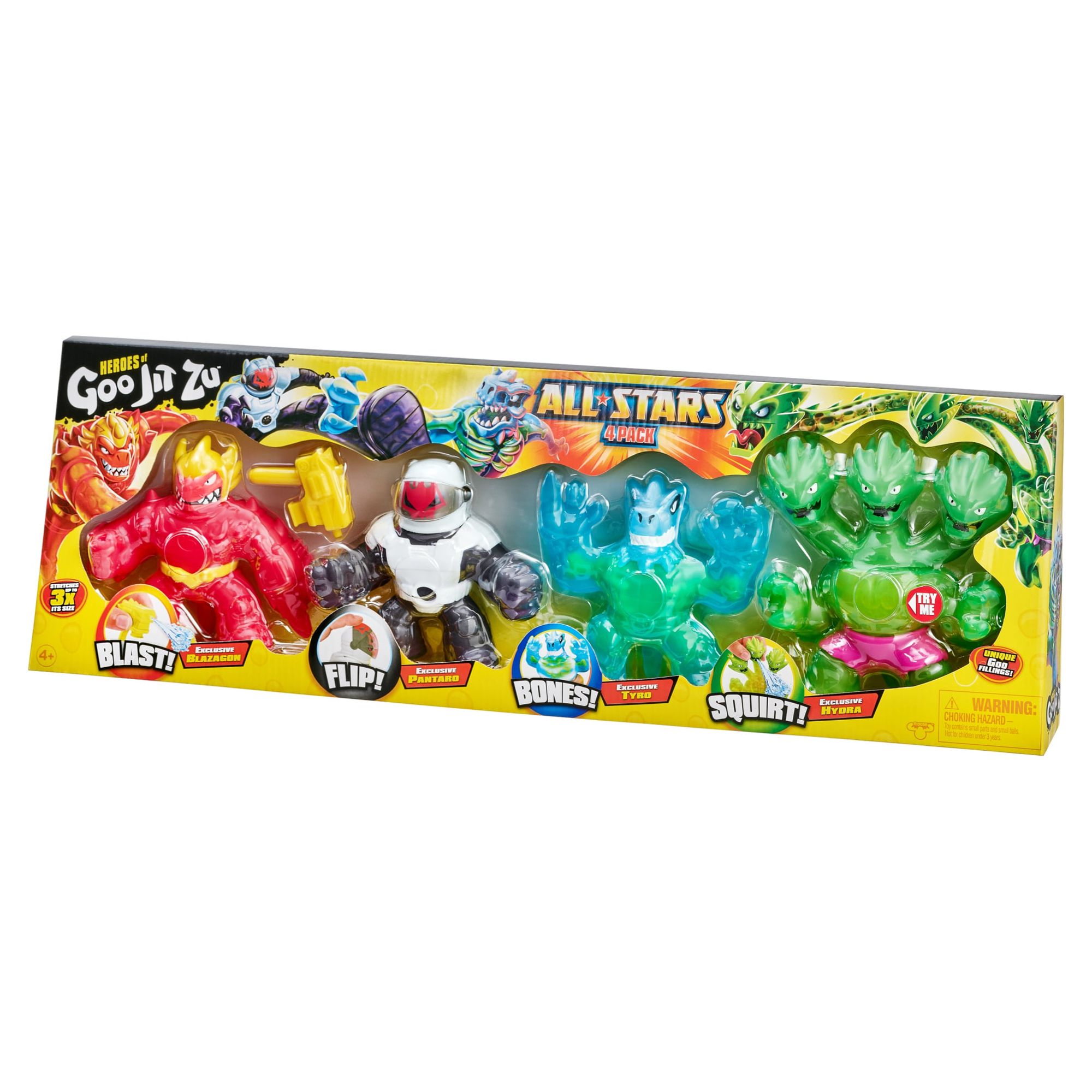 Heroes of Goo Jit Zu, All Stars Pack, 4 Exclusive Action Figures - Pantaro, Blazagon, Tyro and Hydra, 5 inches Tall, Boys, Ages 4+ - image 1 of 7