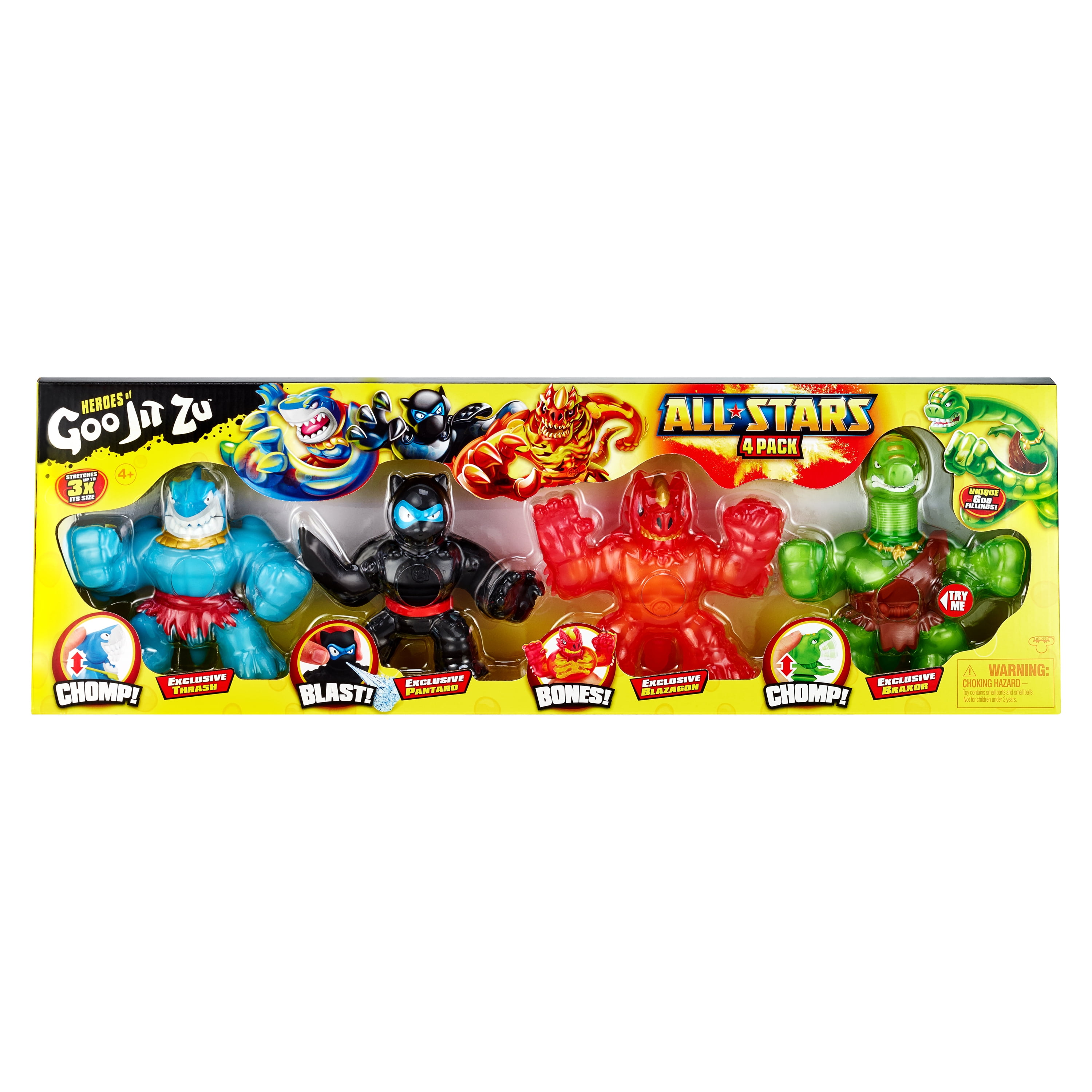 Poesi Effektivt lommelygter Heroes of Goo Jit Zu All Stars Pack - Thrash, Pantaro, Blazagon, Braxor,  Boys, Toys for Kids Ages 4+ - Walmart.com