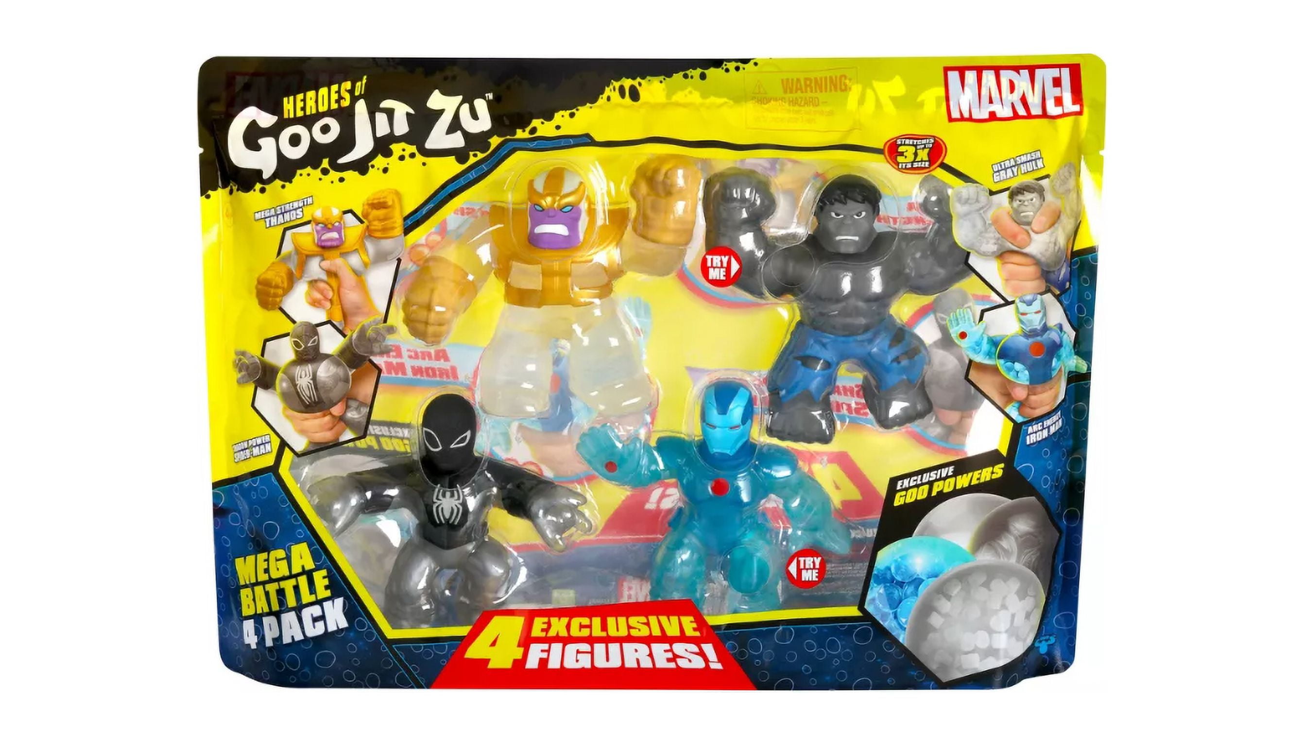 Heroes of Goo Jit Zu Marvel Action Figures, 4-Pack, Collectible