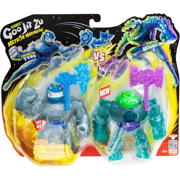 Heroes of Goo Jit Zu Meteor Madness Crunchy Tyro & Stretchy Battle Rock Jaw Action Figure 2-Pack