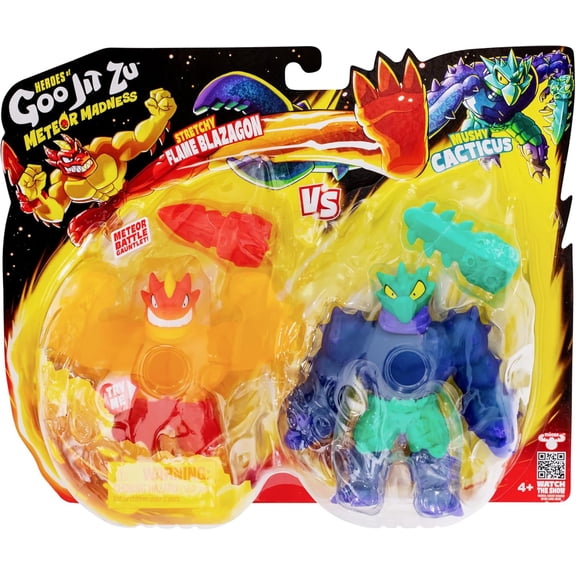 Heroes of Goo Jit Zu Meteor Madness Stretchy Flame Blazagon vs Mushy Cacticus Action Figure 2-Pack