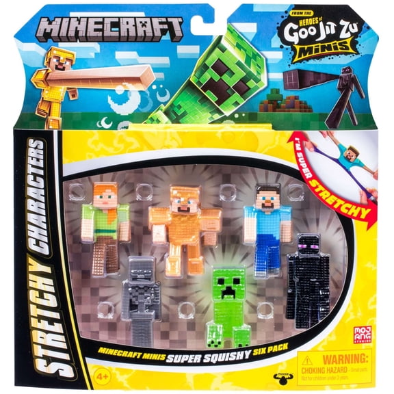 Heroes of Goo Jit Zu Minecraft Steve, Gold Armor Steve, Alex, Skeleton, Enderman & Creeper Mini Figure 6-Pack