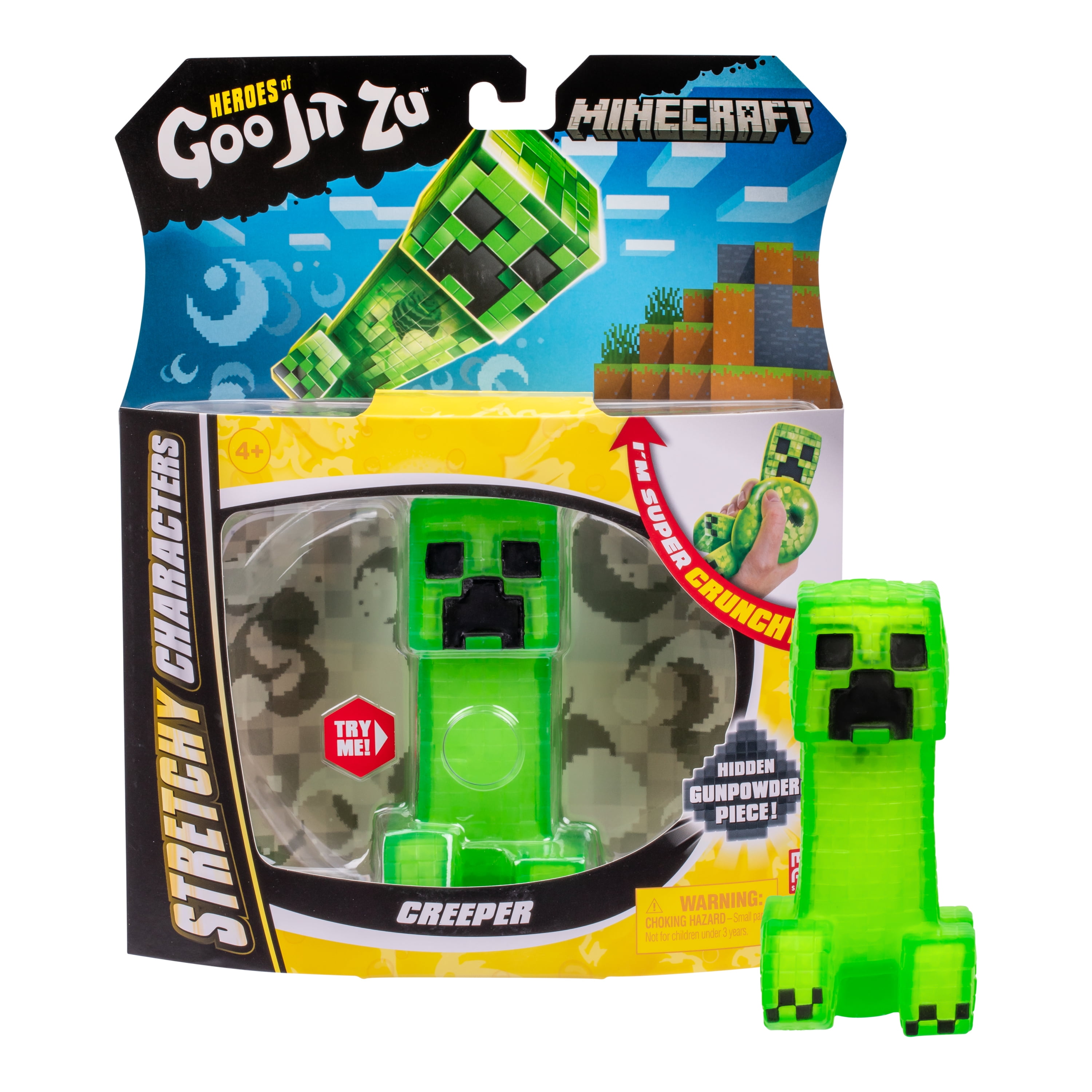 Heroes of Goo Jit Zu Minecraft Stretchy Creeper, Goo Filling with Hidden Gunpowder Piece, Ages 4+