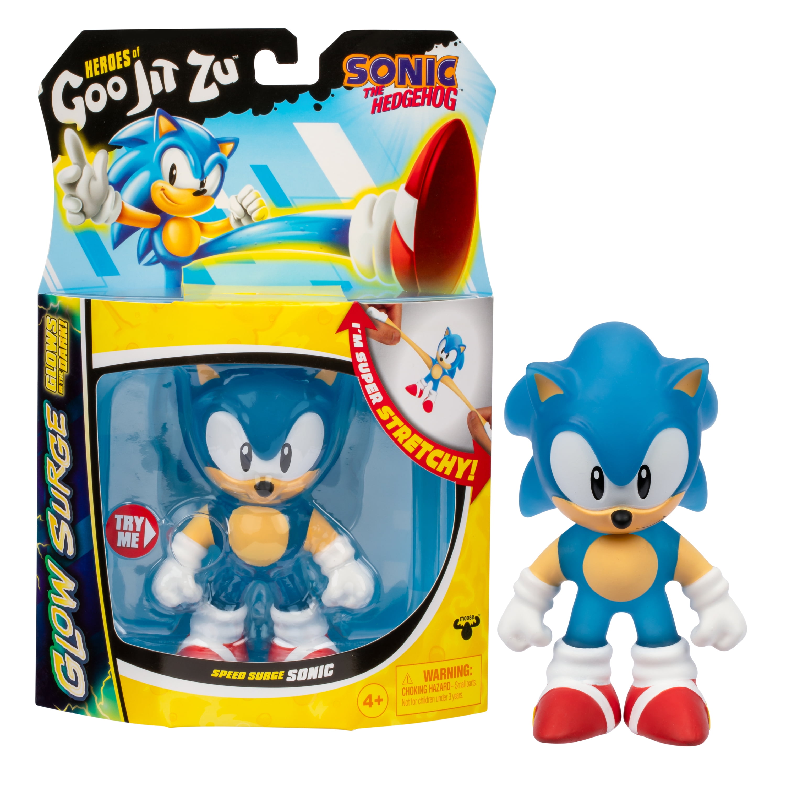 Heroes of Goo Jit Zu Sonic the Hedgehog Glow Surge Action Figure, Glow-in-the-Dark Powers, Ages 4+