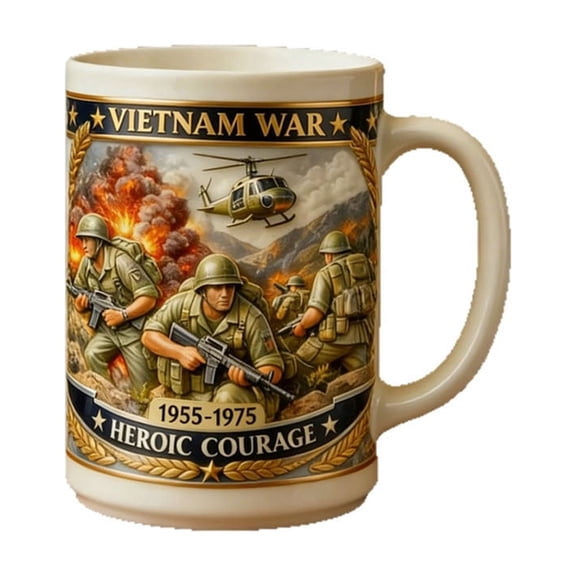 Heroic Courage Military-Style Ceramic Coffee Mug 12 oz, Matte Black, Office & Home Use