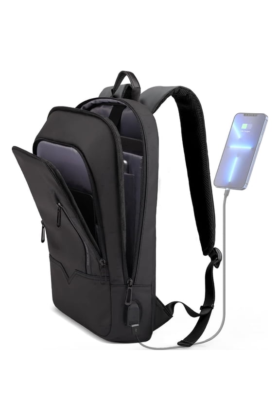 Slim 17.3 Inch Laptop Backpack with USB Charging Port, Water-Resistant Business Travel Backpack for Men & Women