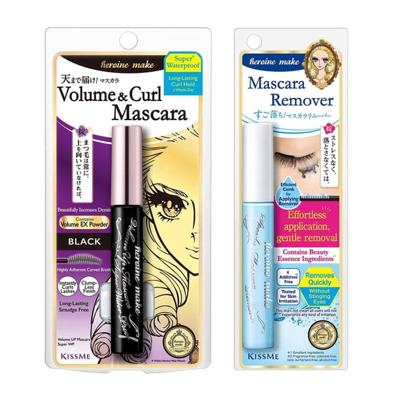 Heroine Make Volume UP Mascara Super WP #01 Black with Speedy Mascara Remover Set (US Version)