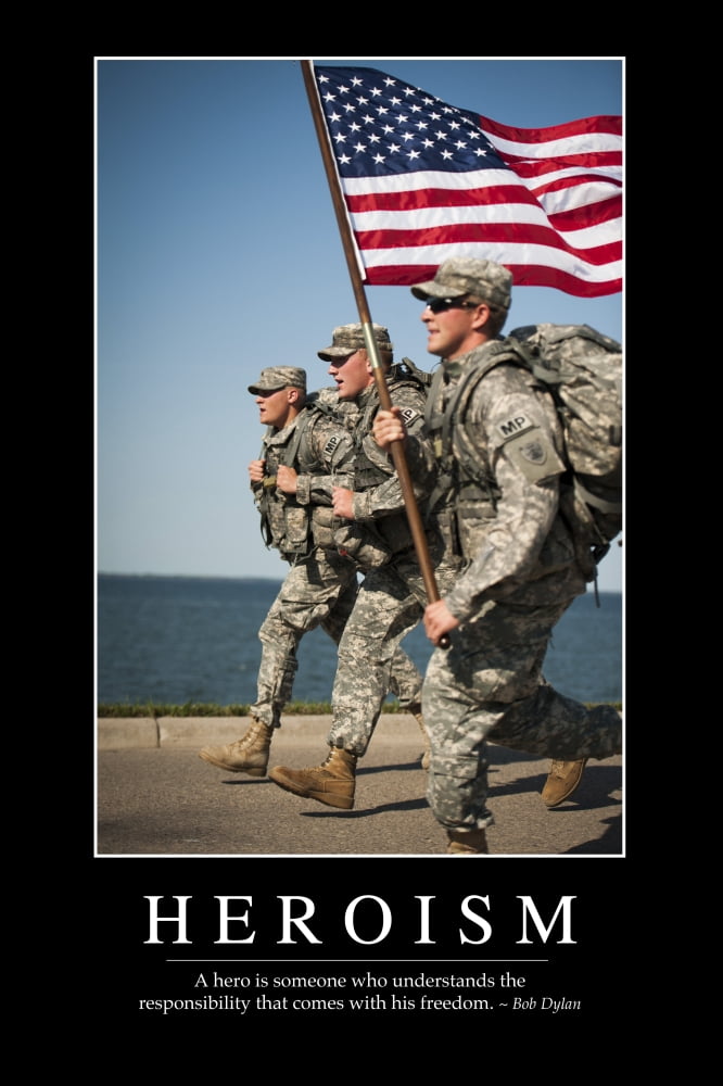 Heroism Inspirational Quote and Motivational Poster Canvas Art - Stocktrek Images (23 x 34)