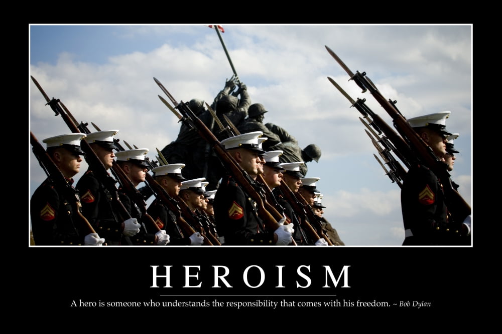 Heroism Inspirational Quote and Motivational Poster Canvas Art - Stocktrek Images (34 x 23)