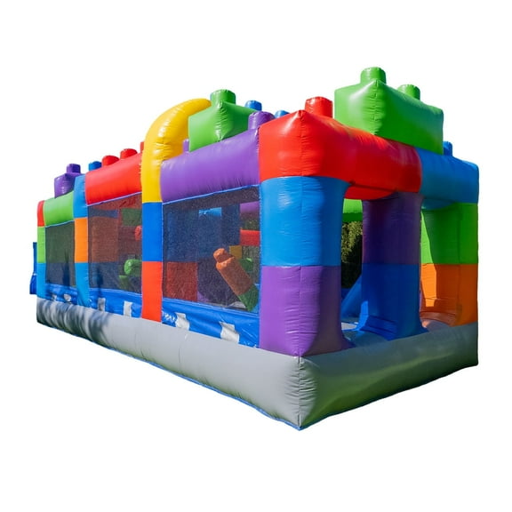 Herokiddo Block Party 20 Inflatable Obstacle Course Commercial Grade PVC, Fun Backyard Challenge for Kids and Adults, with Air Blower Included