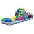 thumbnail image 1 of HeroKiddo 42ft Long 4 in 1 Inflatable Obstacle Course with Dual Lane Water Slide, Wet Dry Fun for Kids, 1 of 8