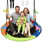 Heromate 48 inch Multicolor Saucer Swing, Larger Swing for Whole Family, 900lbs Weight Capacity, with Adjustable Hanging Straps